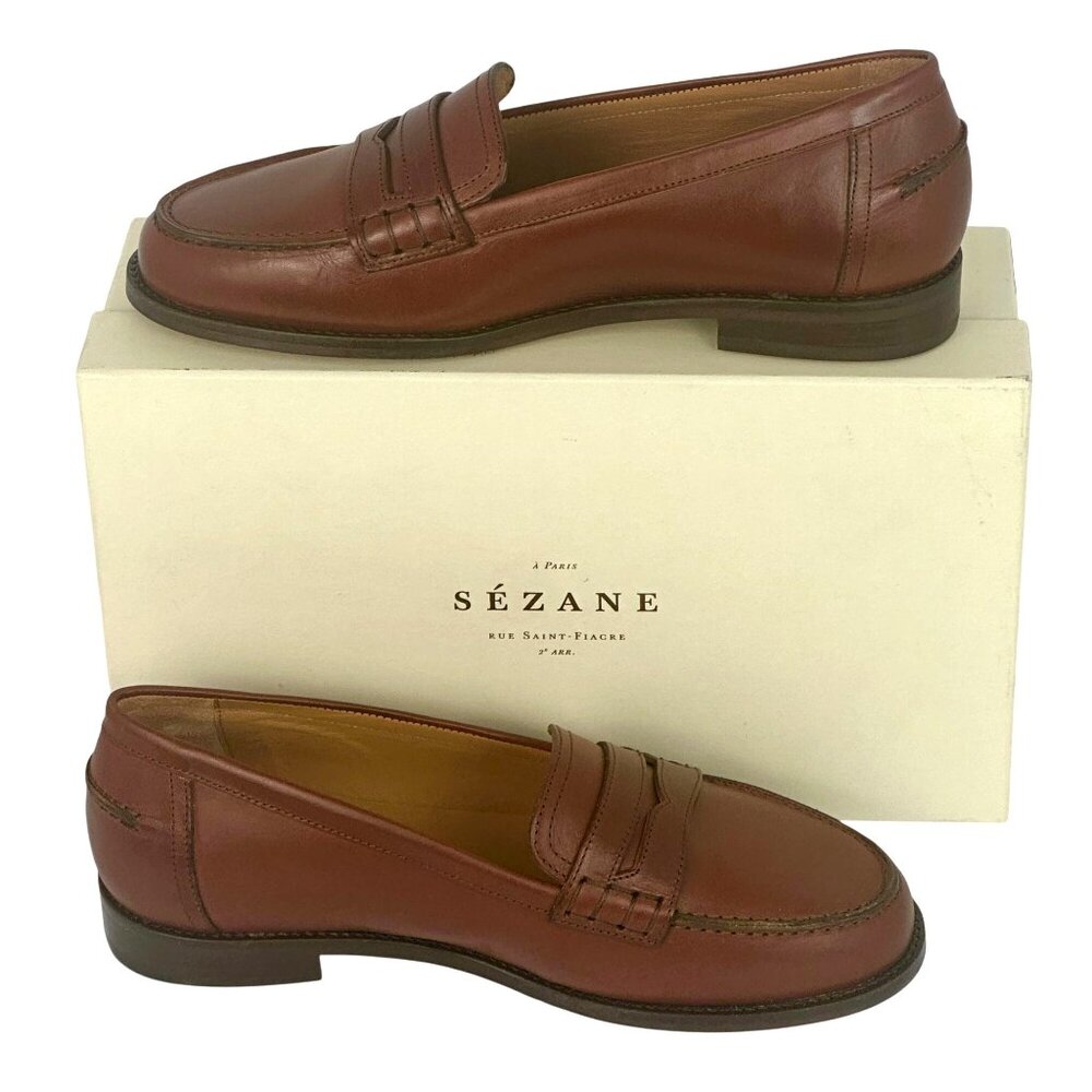 New Sézane André Mocassins Loafers Naturel Heritage Brown Leather EU 38 / US 7 - Picture 2 of 10